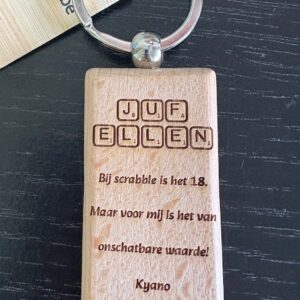 Sleutelhanger rechthoekig hout